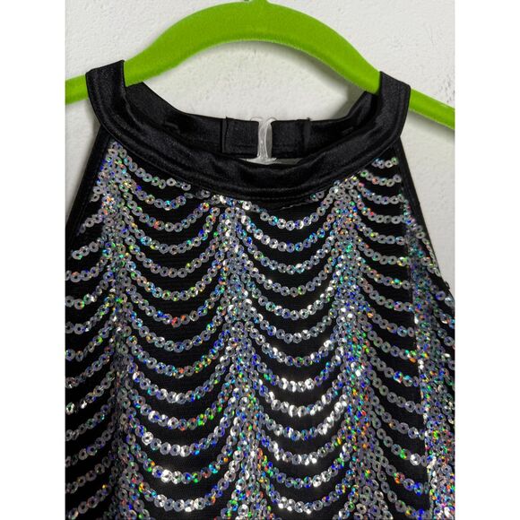 Weissman Black Silver Sequin Fringe Dance Costume Dress SIZE M - Picture 4 of 12